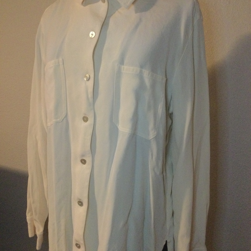 Chicos 2/L Silk button down shirt